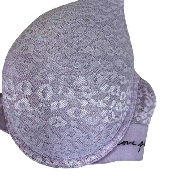 Victoria’s Secret Wear Everywhere Push Up Bra 36D Purple Leopard Print Sexy - Picture 2 of 5